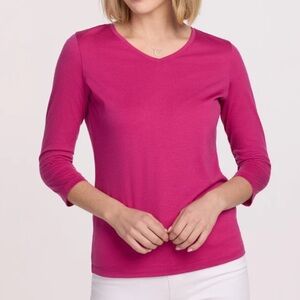 WoolX Berry Punch Pink V-Neck merino wool base layer v-neck Top XS